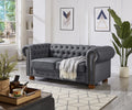 Classic Chesterfield Sofa Loveseat For Living Room Grey Faux Leather Grey Foam Technical Leather 2 Seat