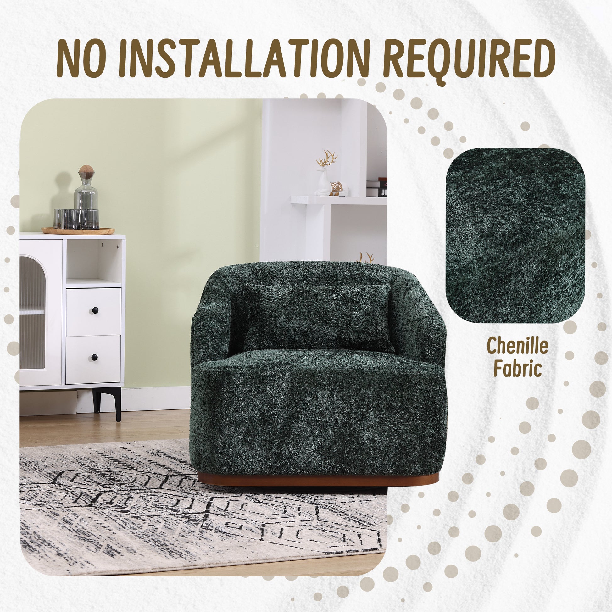 Coolmore Swivel Barrel Chair, Comfy Round Accent Sofa Chair For Living Room, 360 Degree Swivel Barrel Club Chair, Leisure Arm Chair For Nursery, Hotel, Bedroom, Office, Lounge Emerald Boucle Emerald Primary Living Space Foam Boucle