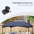 Outsunny 10' X 12' Gazebo Canopy Replacement, 2 Tier Outdoor Gazebo Cover Top Roof With Drainage Holes, Top Only , Dark Blue Blue Polyester