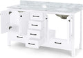 73'' Bathroom Vanity With Marble Top & Double Ceramic Sinks, 4 Doors, 6 Drawers, White White Plywood