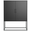 Heavy Duty Metal Buffet Sideboard Modern Steel Storage Cabinet With 2 Shelves, Free Standing Accent Cabinet With Magnetic Doors For Bedroom, Kitchen, And Home Office, Anti Tip Design Easy Assemble Accent Chests 1 2 Shelves Antique Black Primary Living