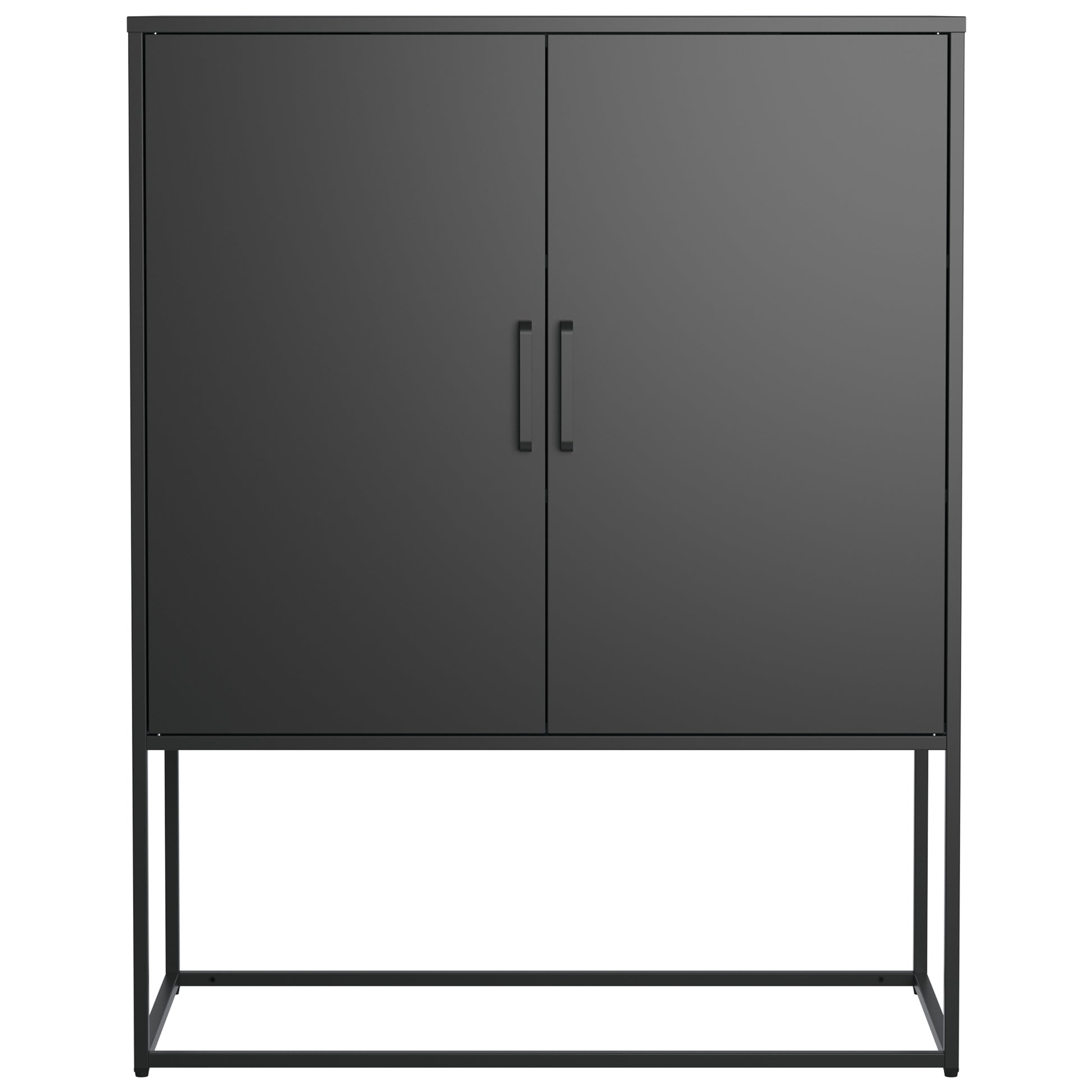 Heavy Duty Metal Buffet Sideboard Modern Steel Storage Cabinet With 2 Shelves, Free Standing Accent Cabinet With Magnetic Doors For Bedroom, Kitchen, And Home Office, Anti Tip Design Easy Assemble Accent Chests 1 2 Shelves Antique Black Primary Living