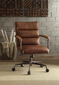 Retro Brown Swivel Office Chair With 5 Star Base Caster Solid Brown Office Office Chairs Solid Back Swivel Genuine Leather