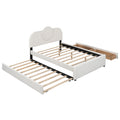 Full Size Upholstered Platform Bed With Multi Functional Headboard, Trundle And 2 Drawers, White Box Spring Not Required Full White Wood Bedroom Upholstered