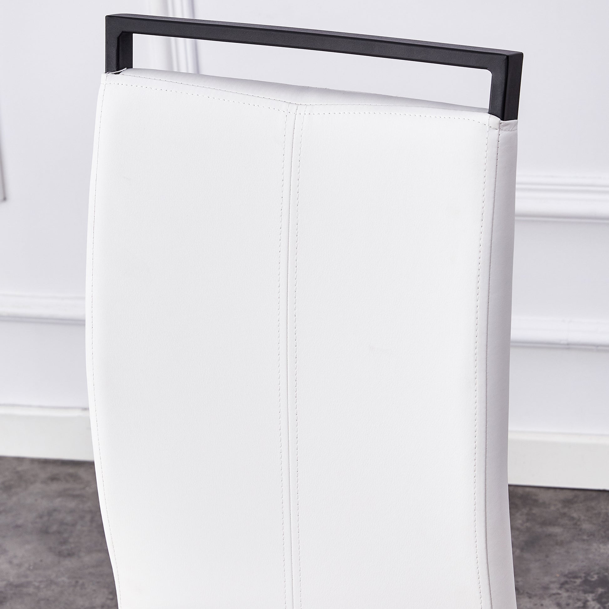 Table And Chair Set, Modern Dining Table, Black Tabletop And Black Mdf Leg Table, Soft And Comfortable Dining Chair, Perfect For Dinner, Meetings, Home And Office Decor White Black Mdf