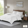3 Piece Cotton Waffle Weave Comforter Set White Full Queen Full White Cotton
