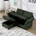 Space Saving Small Sectional Sofa With Ottoman, 2 Seater Sofa With 1 Ottoman, All Seats And Ottomans With Storage Function Green Green Polyester 2 Seat