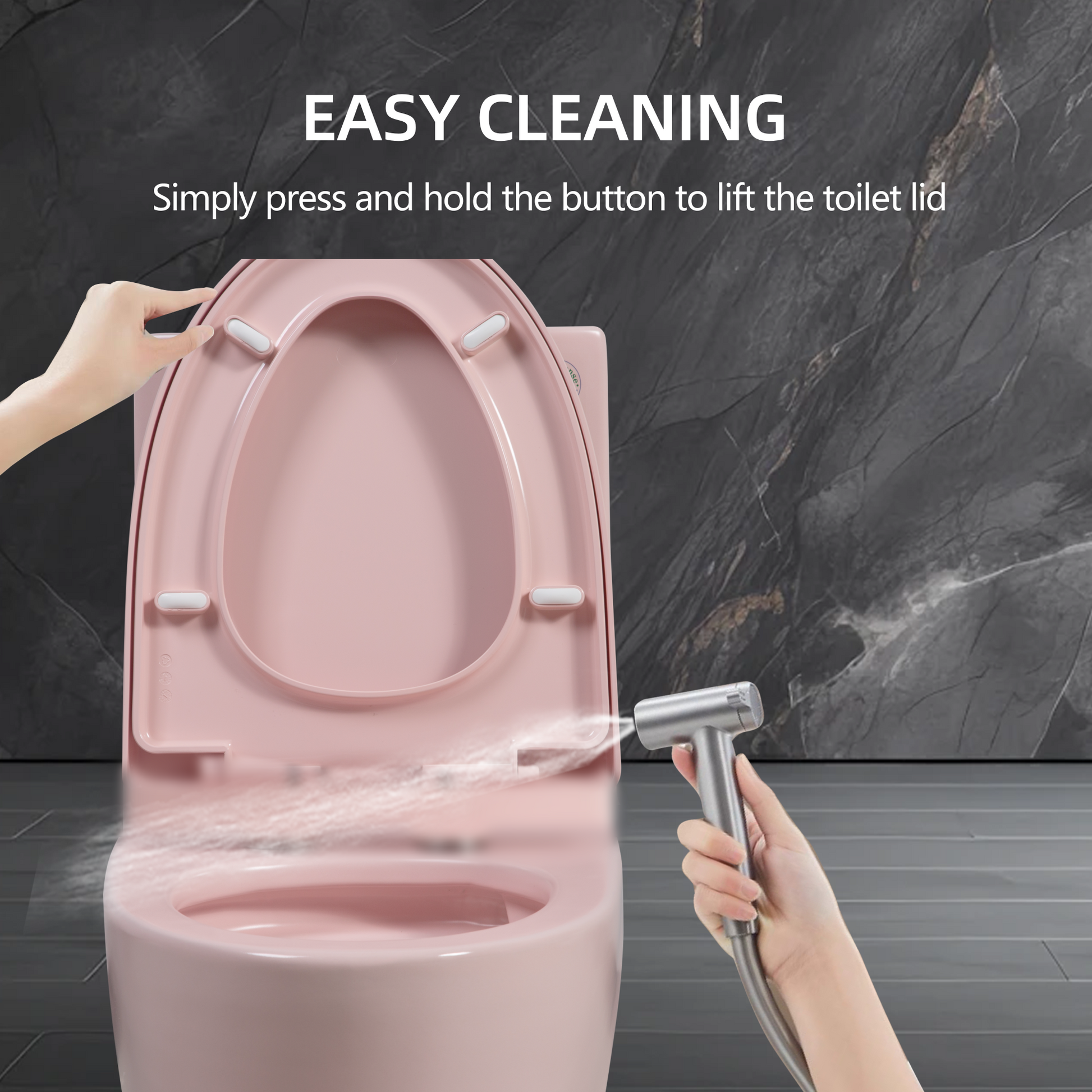 1.1 1.60 Gpf Dual Flush One Piece Toilet, Water Saving Elongated Comfort Height Floor Mounted, Soft Close 1000 Gram Map Flushing Score Toilet, Rose 23T01 Rs Rose Ceramic