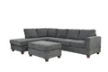 Living Room Furniture Charcoal Chenille Sectional W Ottoman Linen Like Fabric Sofa Reversible L R Chaise Ottoman 3Pc Sectional Sofa Charcoal Chenille Wood Primary Living Space Cushion Back