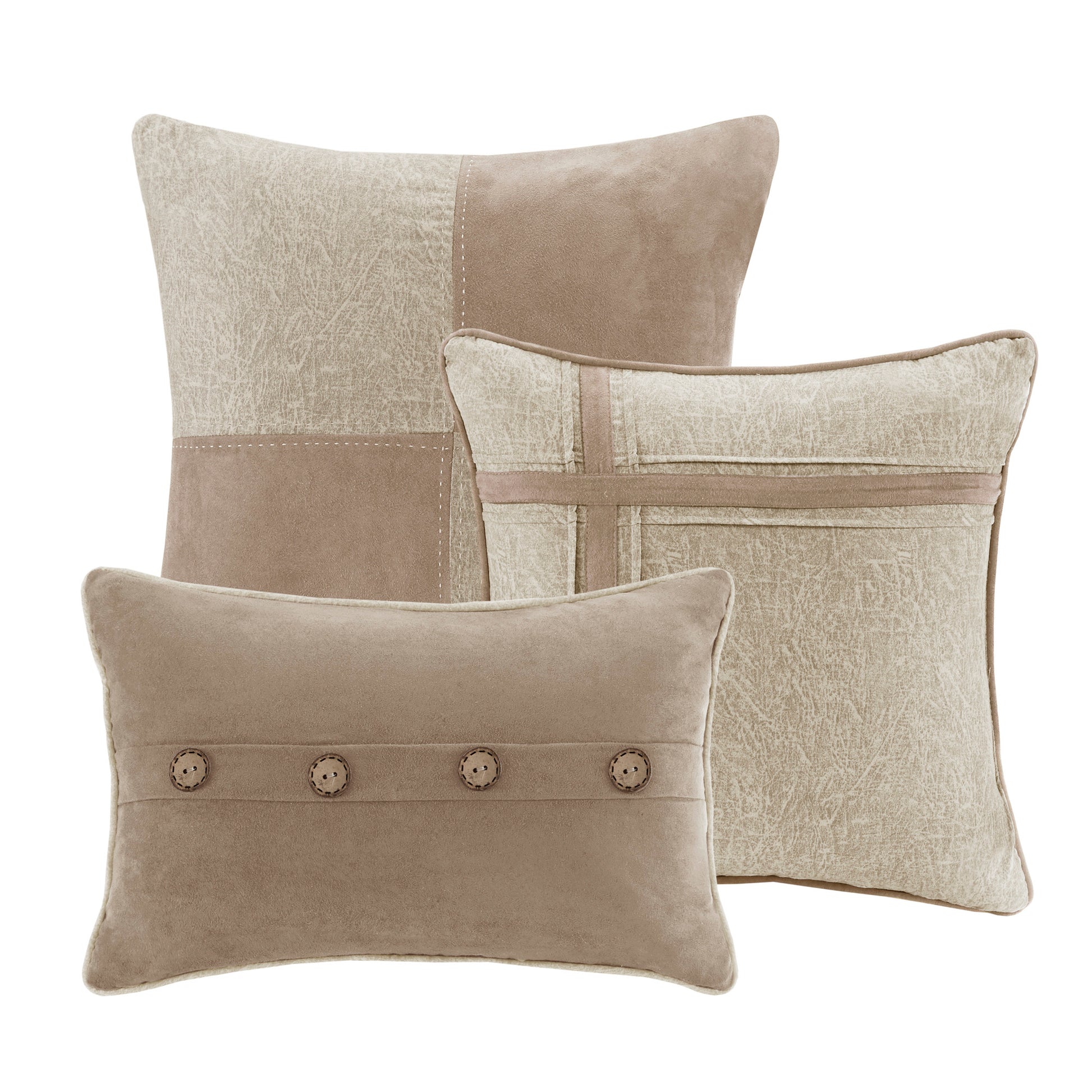7 Piece Faux Suede Comforter Set Tan King King Tan Polyester