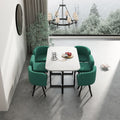 Modern 7 Pieces Dining Table Set, Rectangle Dining Table With 6 Chairs For Dining Room, Kitchen Green Fabric