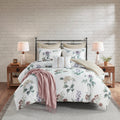 7 Piece Printed Seersucker Comforter Set With Throw Blanket Taupe Blush Full Queen Multicolor Polyester