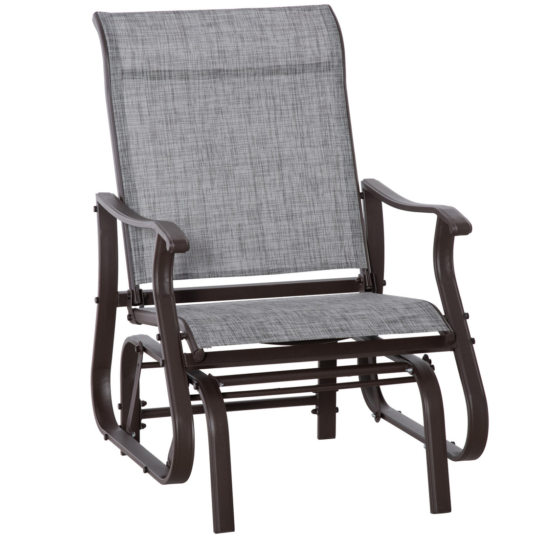 Outsunny Outdoor Glider Chair, Gliders For Outside Patio With Steel Frame And Mesh Fabric For Backyard, Garden, And Porch, Gray Grey Mesh