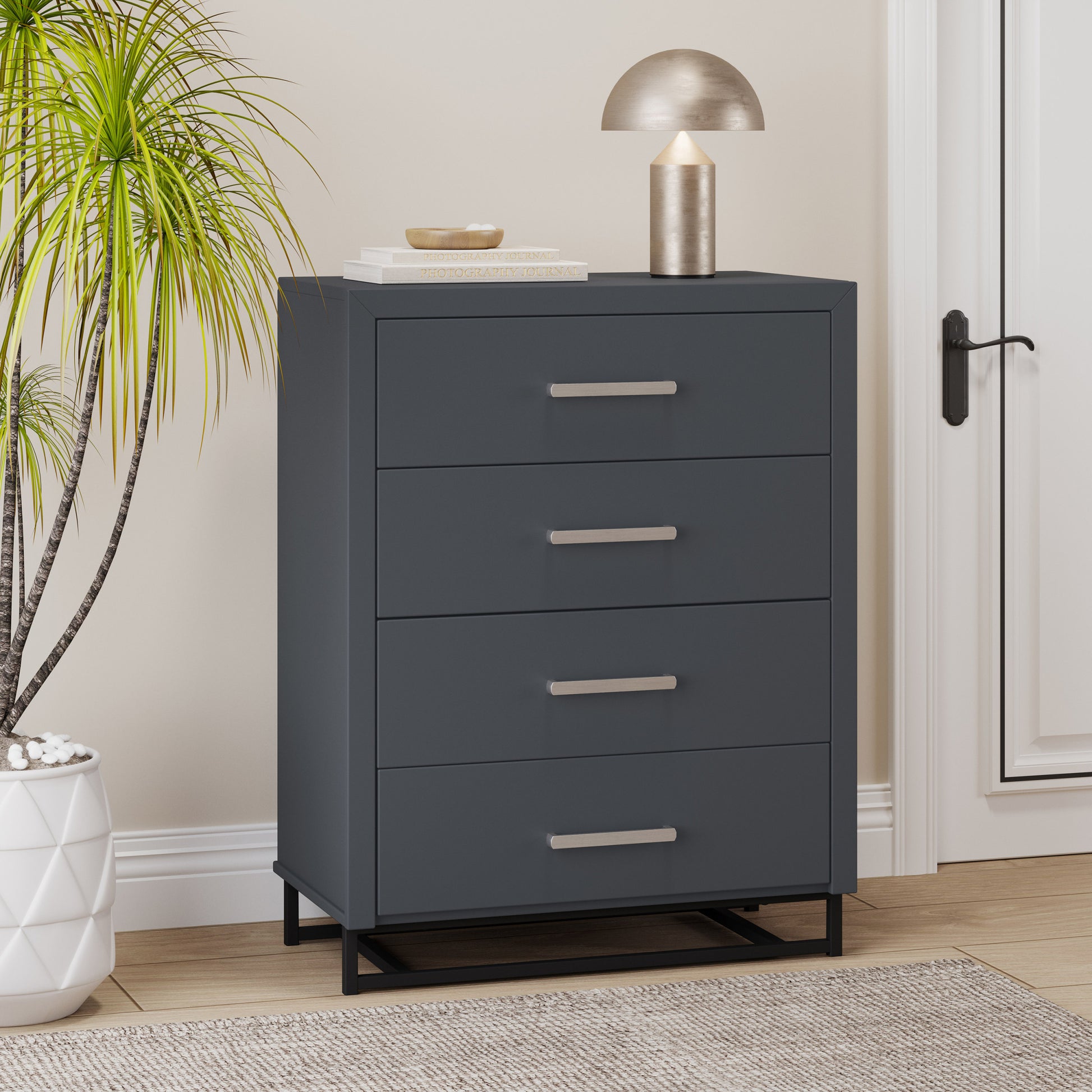 4 Drawer Chest Charcoal Grey Mdf