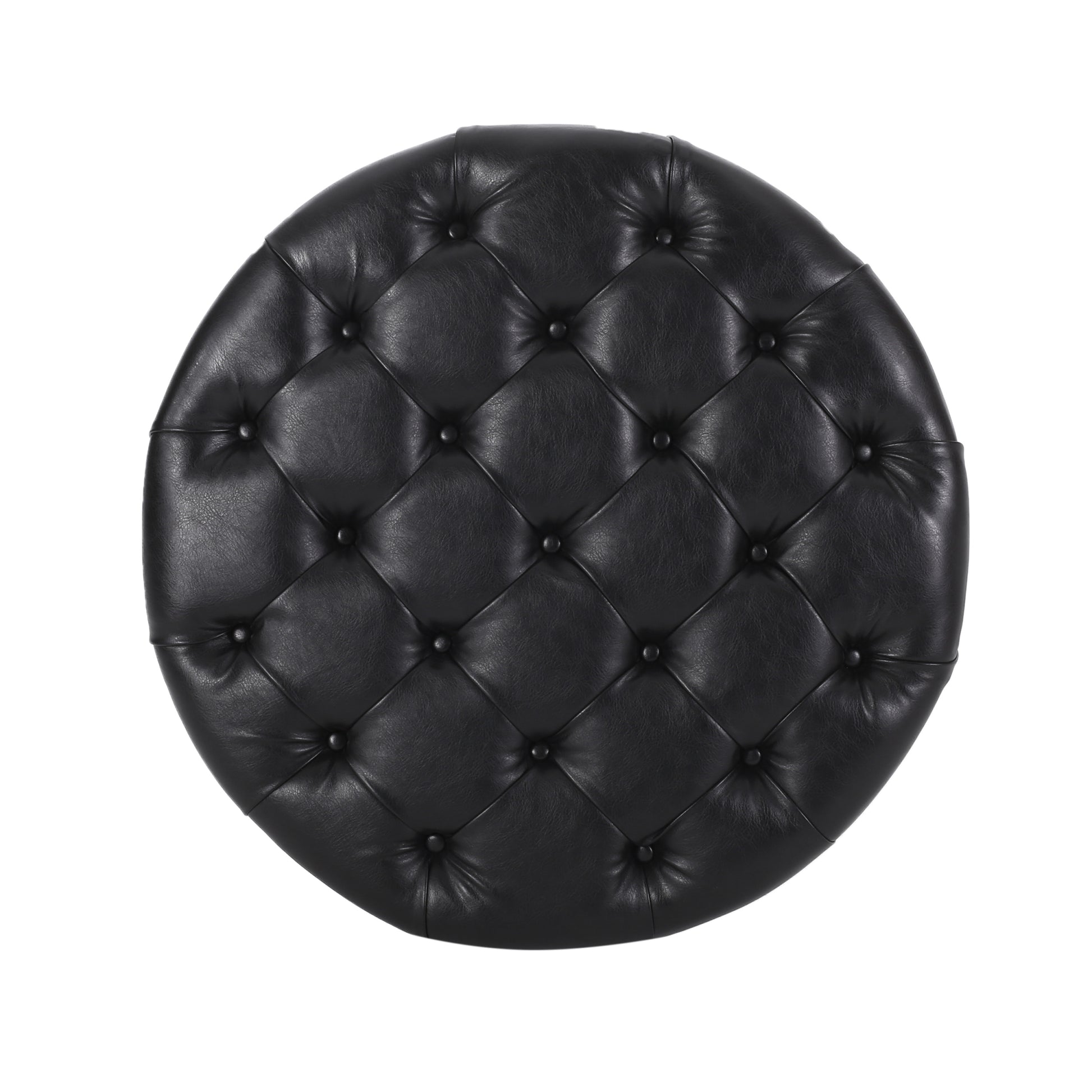 Round Ottoman Black Pu