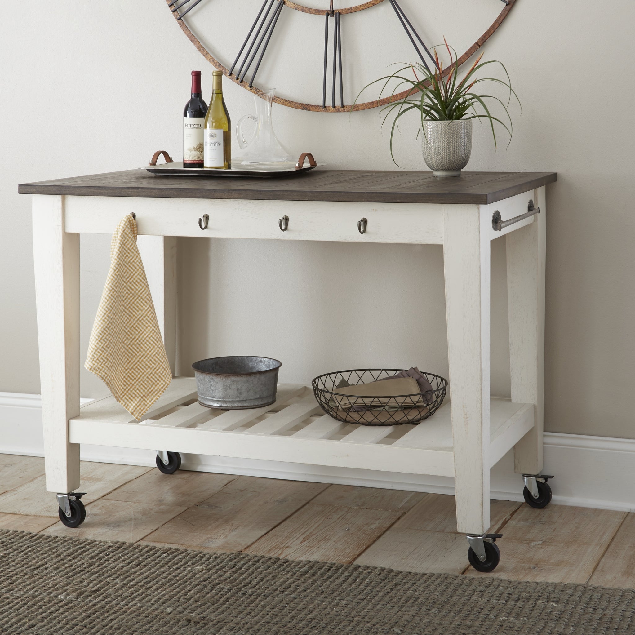 Cayla Kitchen Cart Two Tone - White Wood