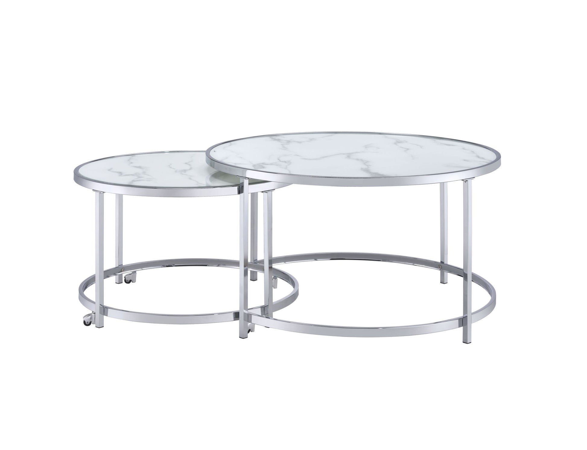 Rayne Nesting Cocktail Tables White White Stainless Steel