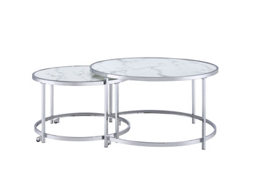 Rayne Nesting Cocktail Tables White White Stainless Steel