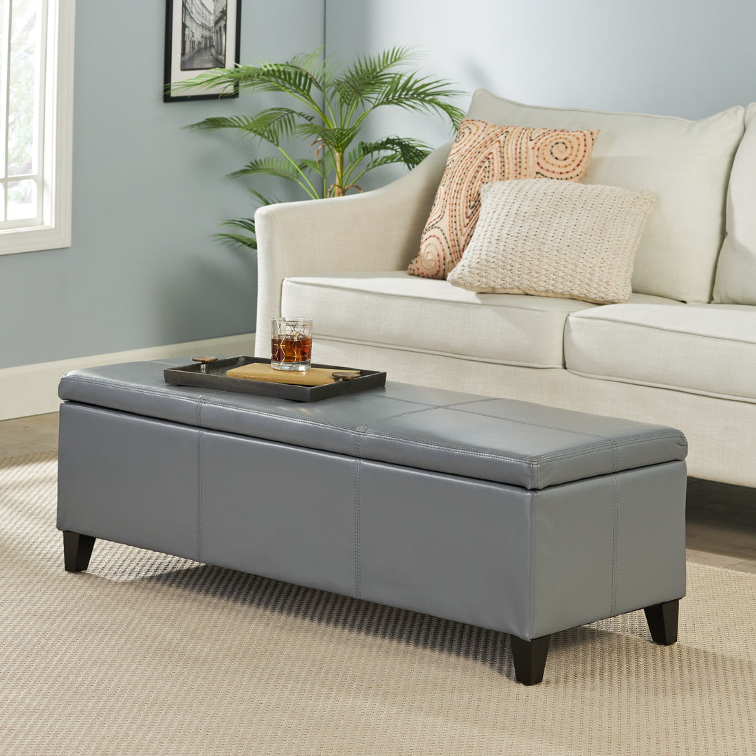 Glouster Storage Ottoman V2 Grey Pu