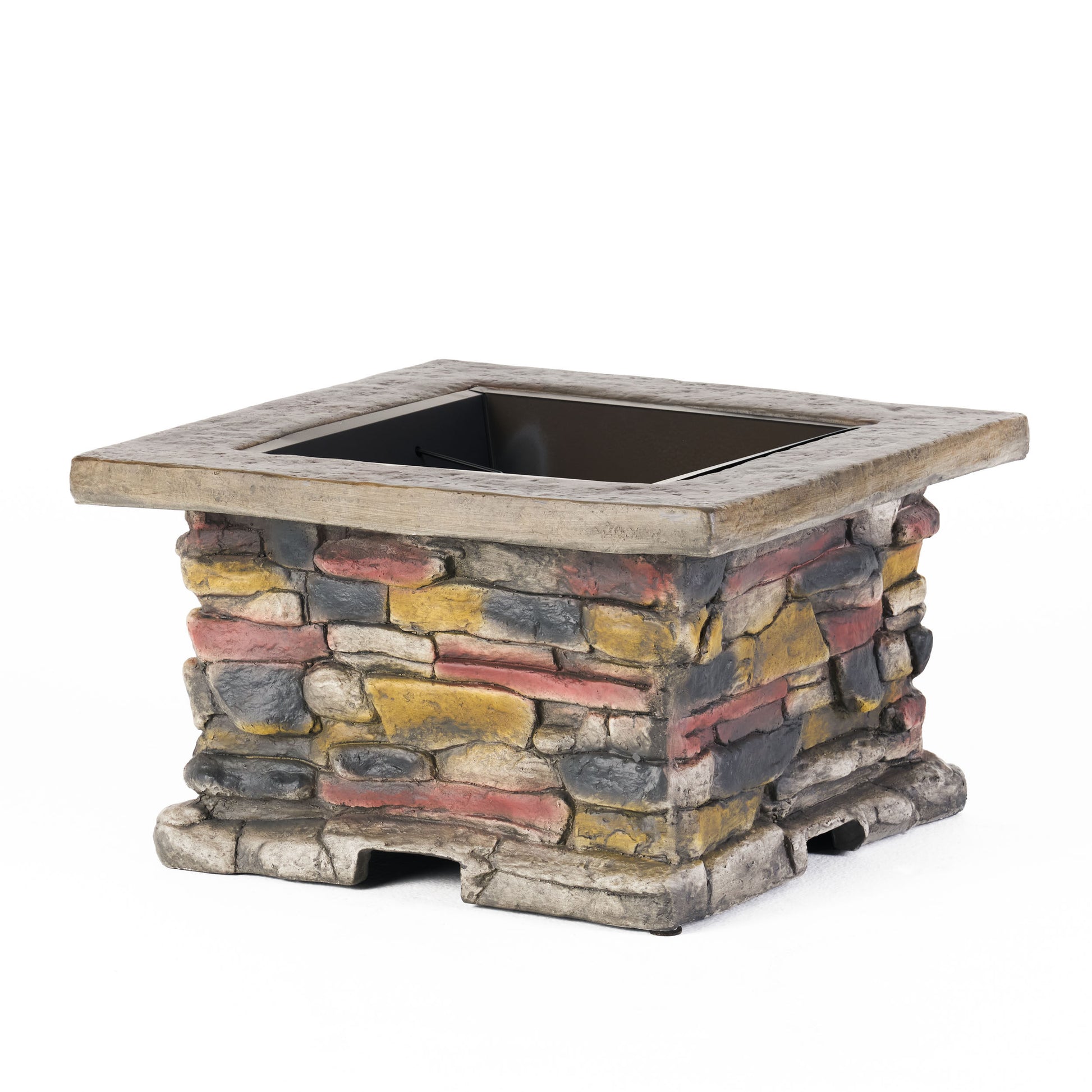 28" Concrete Wood Burning Outdoor Fire Pit Table With Lid Natural Gray Natural Grey Magnesium Oxide