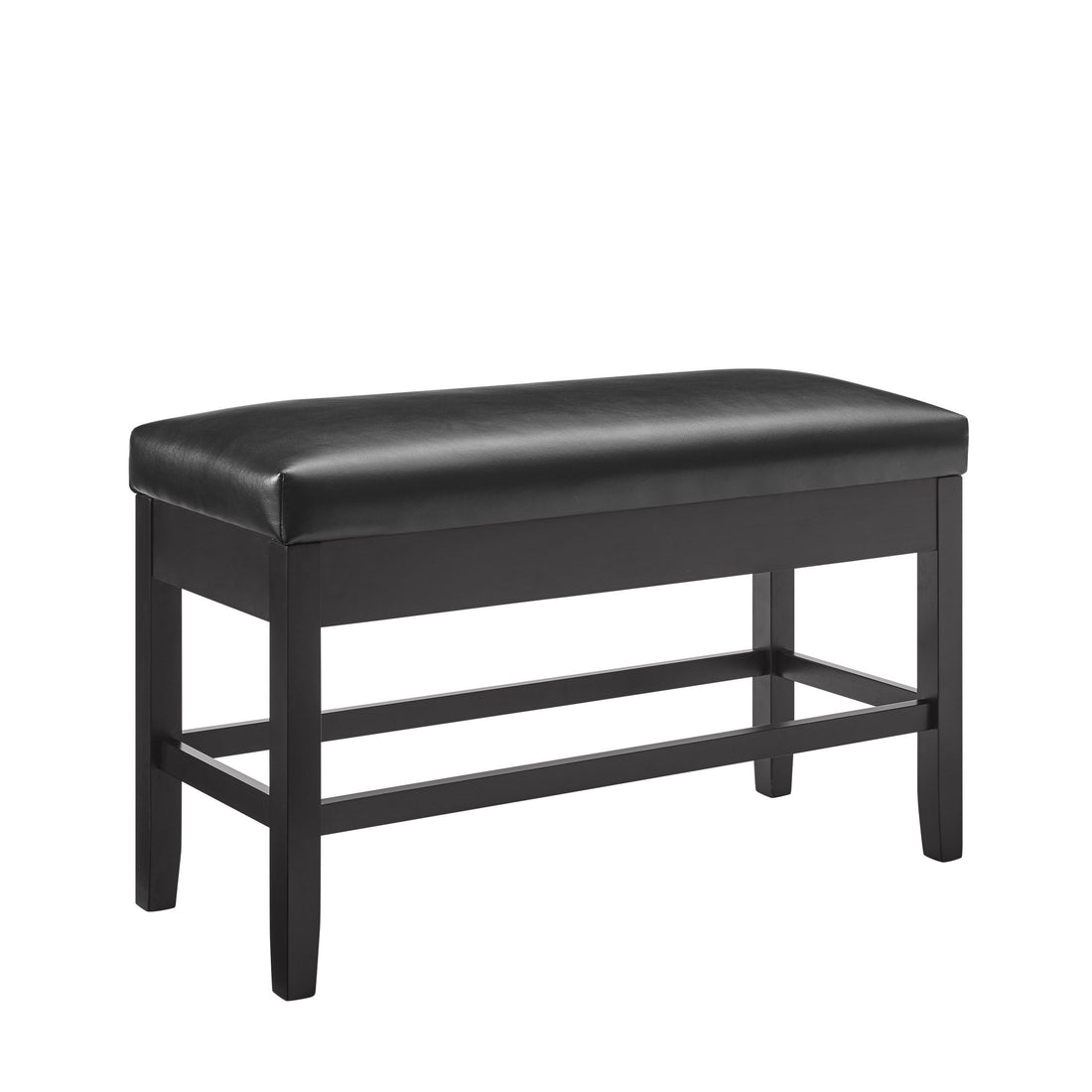 Carrara Storage Counter Bench Black Black Faux Leather