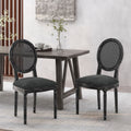 Dinning Chairs Mp2 Set Of 2 Grey Wood Fabric Rattan