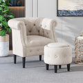 Chair Ottoman Beige Fabric