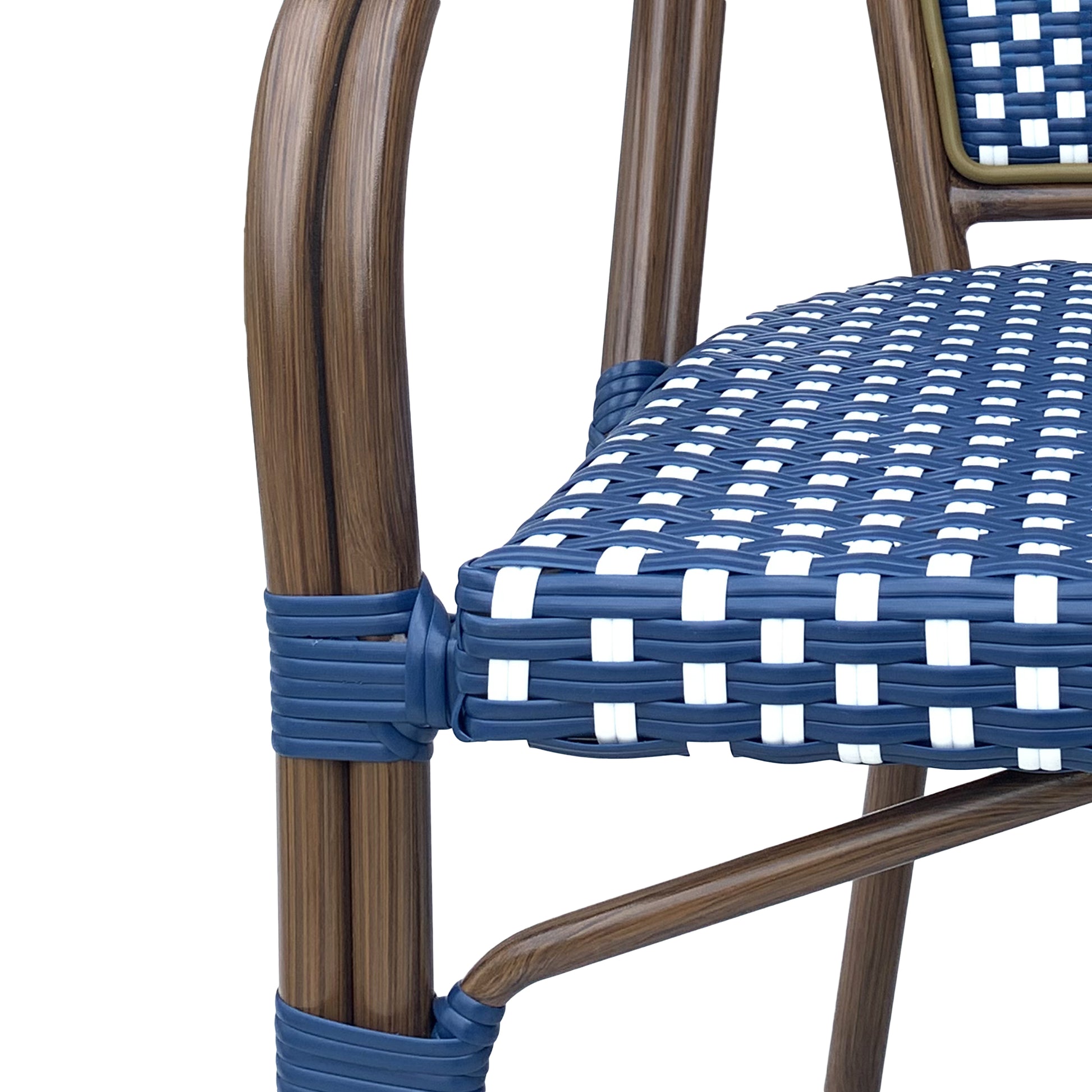 Bistro Chair White Navy Rattan