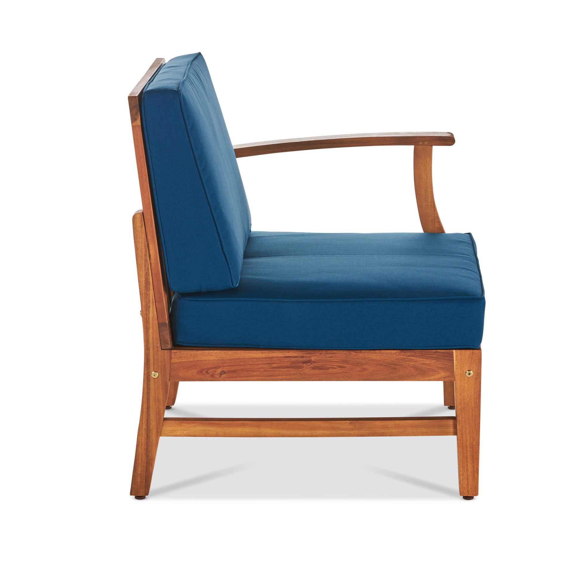 Perla 3 Seater Sofa And Table Set, Blue Blue Acacia Wood