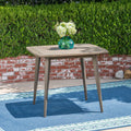 Outdoor Square Acacia Wood Table With Straight Legs, Gray Grey Acacia Wood