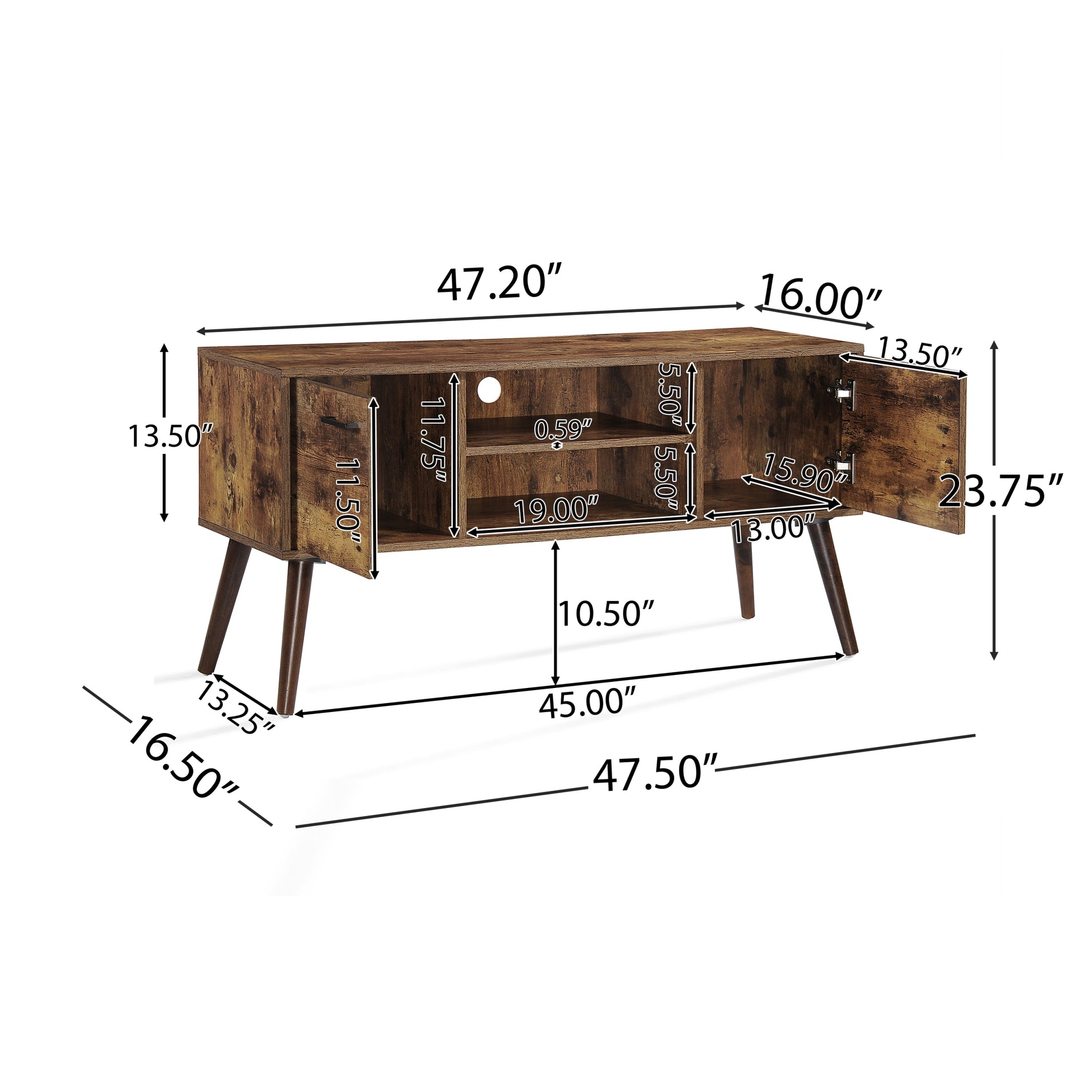 Tv Cabinet Old Pine 40 49 Inches Rubber Wood