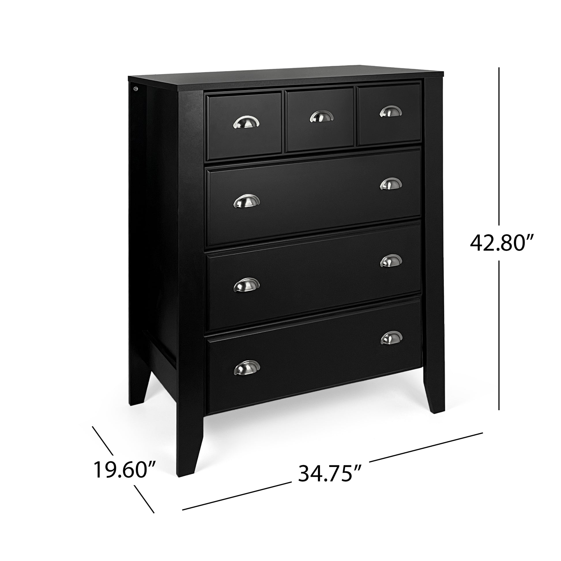 Chest Of Drawer Black Mdf