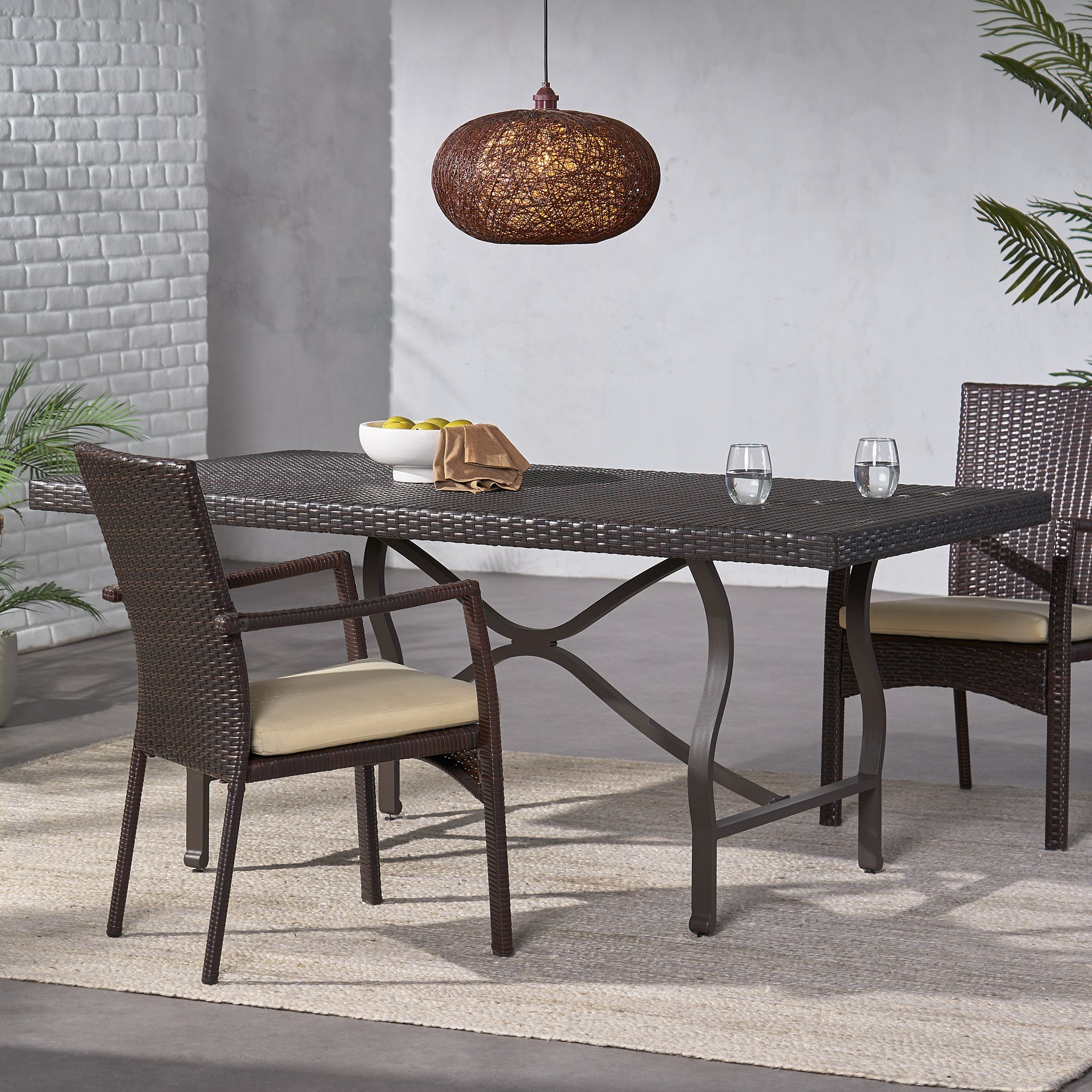 Costa Mesa 70 Antique Brown Pe Rattan Iron