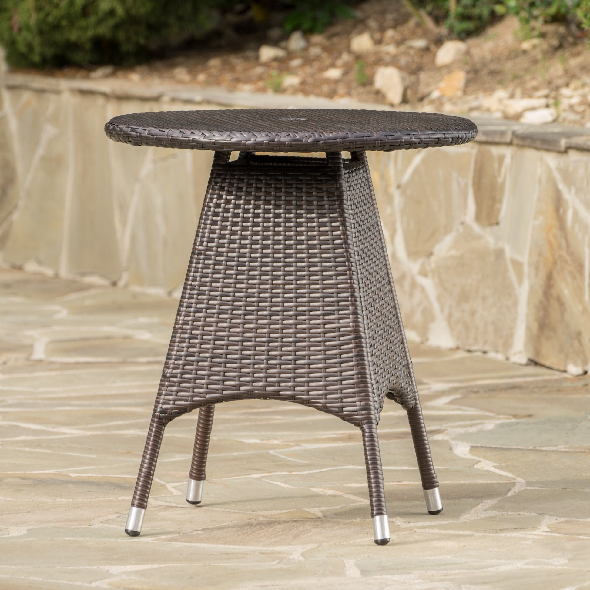 Corsica Rd Bistro Table Brown Multi Pe Rattan Iron