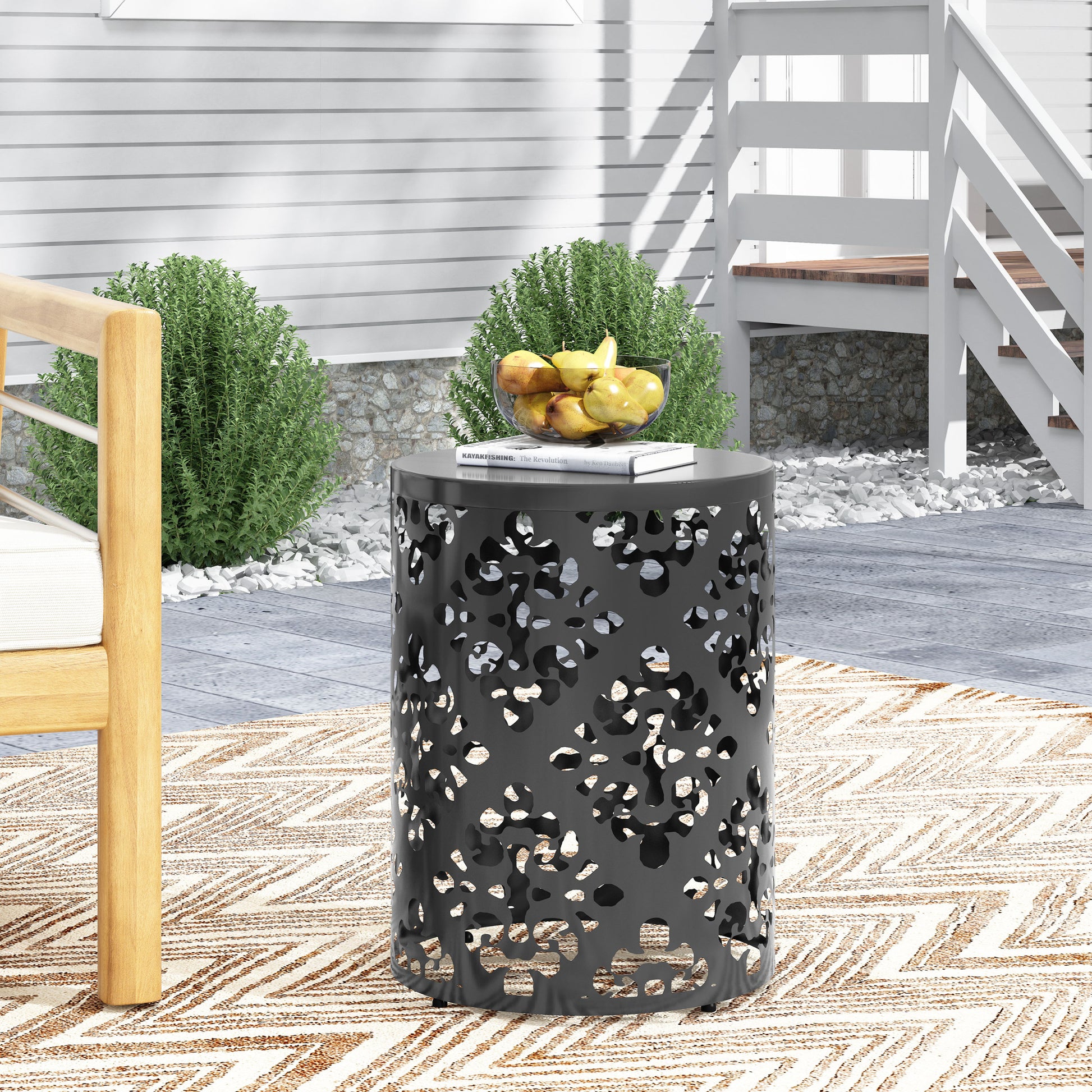 Metal End Table Large - Black Iron