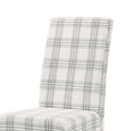 Dining Chair Grey Plaid Fabric