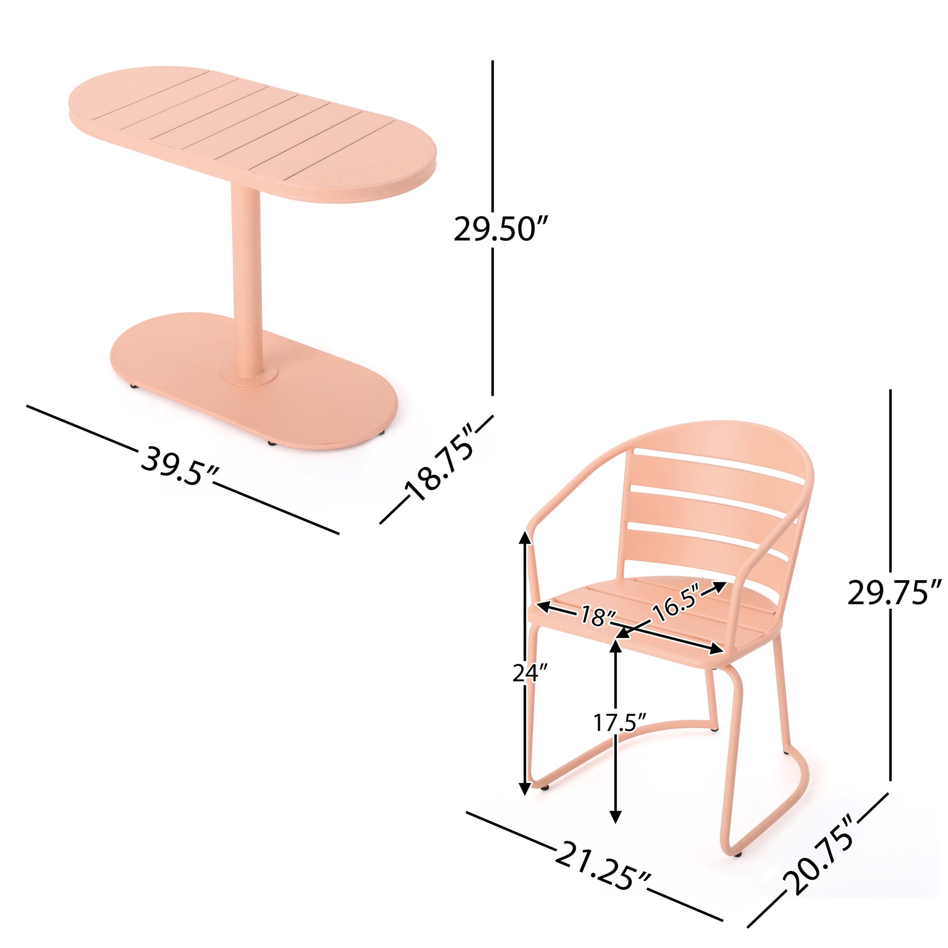 Santa Monica Bistro Set Coral Iron