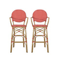 Barstool Red Plaid Wicker