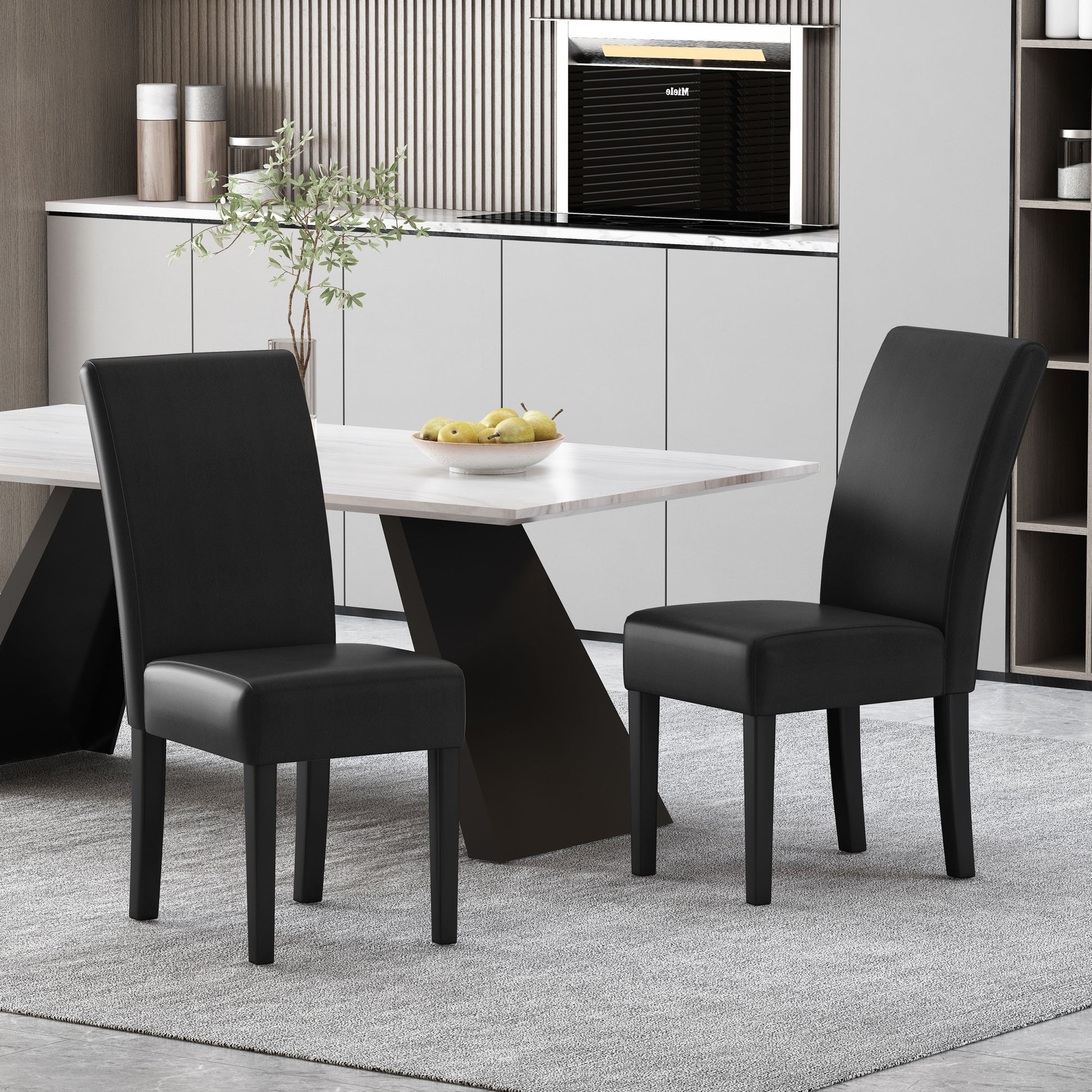 Dining Chair Mp2 Set Of 2 Black Pu