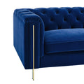 Charlene Velvet Button Tufted Sofa Blue Blue Fabric 2 Seat