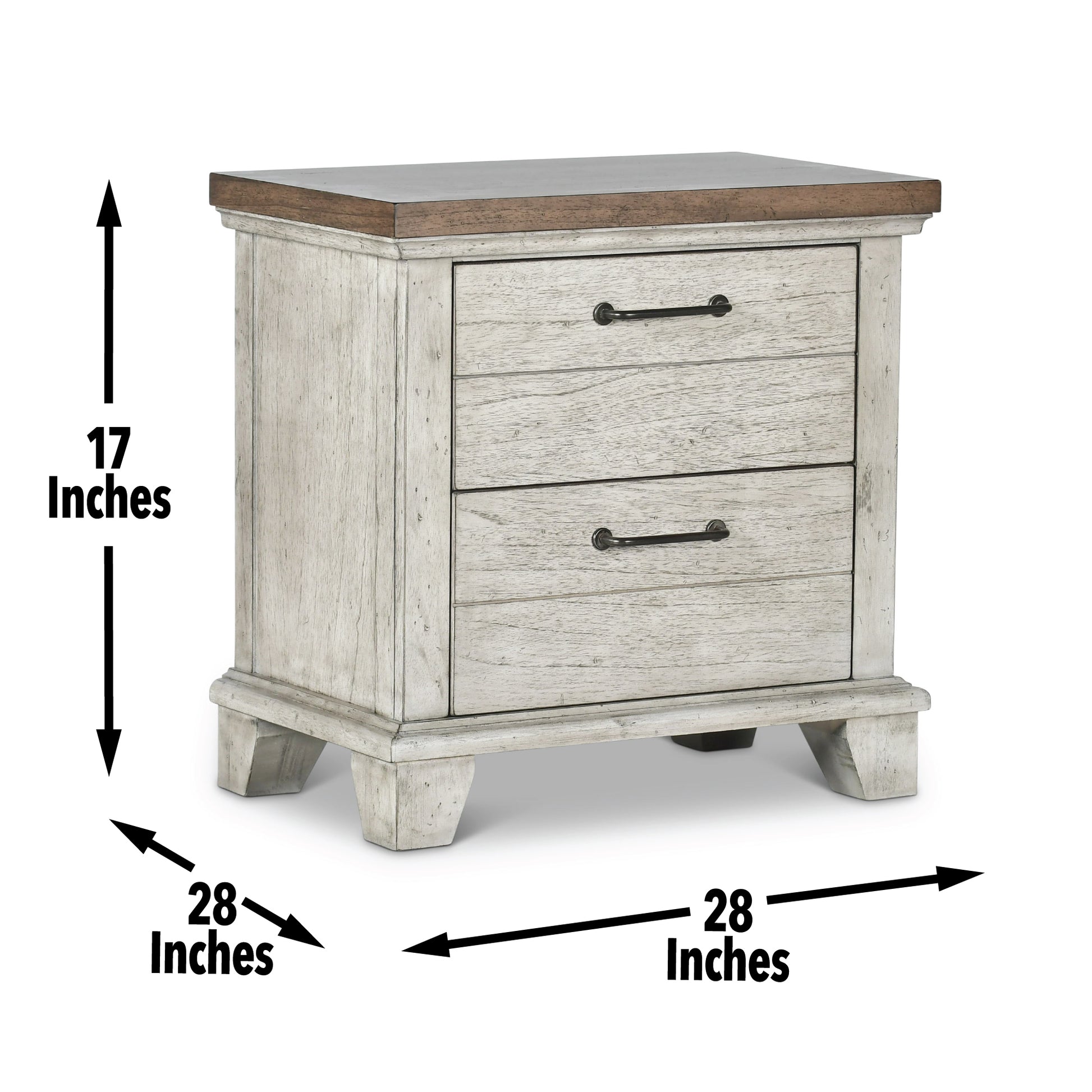 Bear Creek Nightstand Pearl Silver Silver White Wood