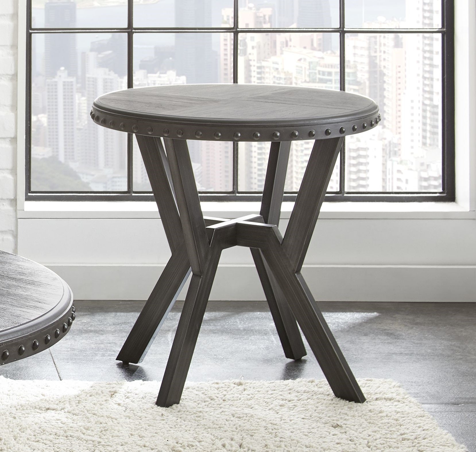 Alamo Round End Table Gray Gray Wood