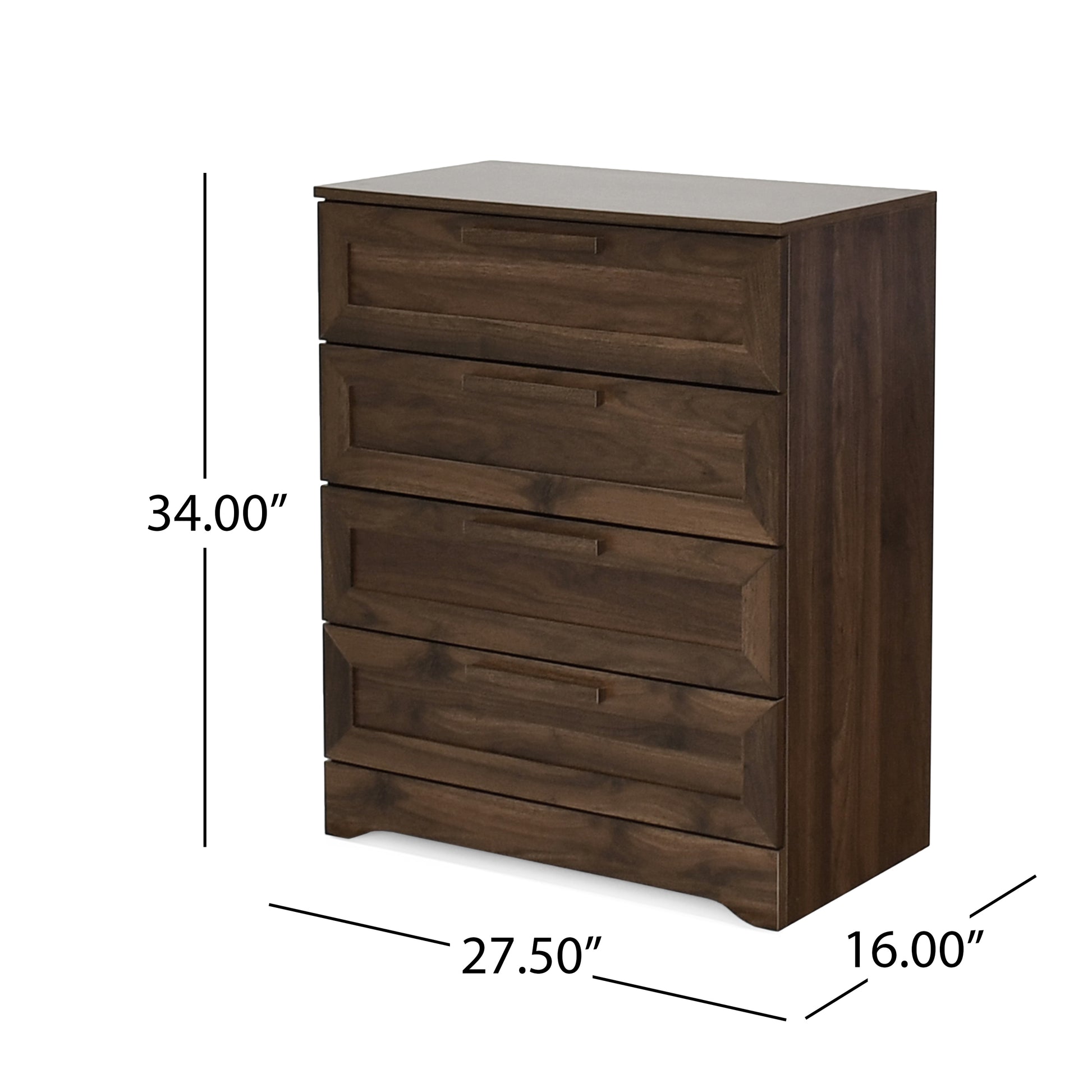 Delaney 4 Drawer Dresser Walnut Mdf