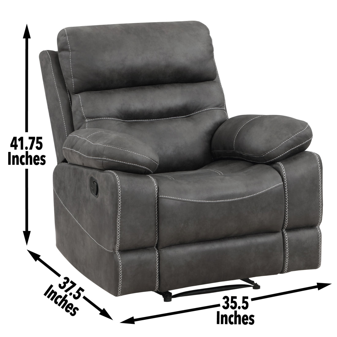 Rudger Manual Recliner Chair Gray Dark Gray Wood