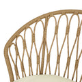 Tavon Chair,2Pcs With 2 Cushions Light Brown Foam Pe Rattan Iron