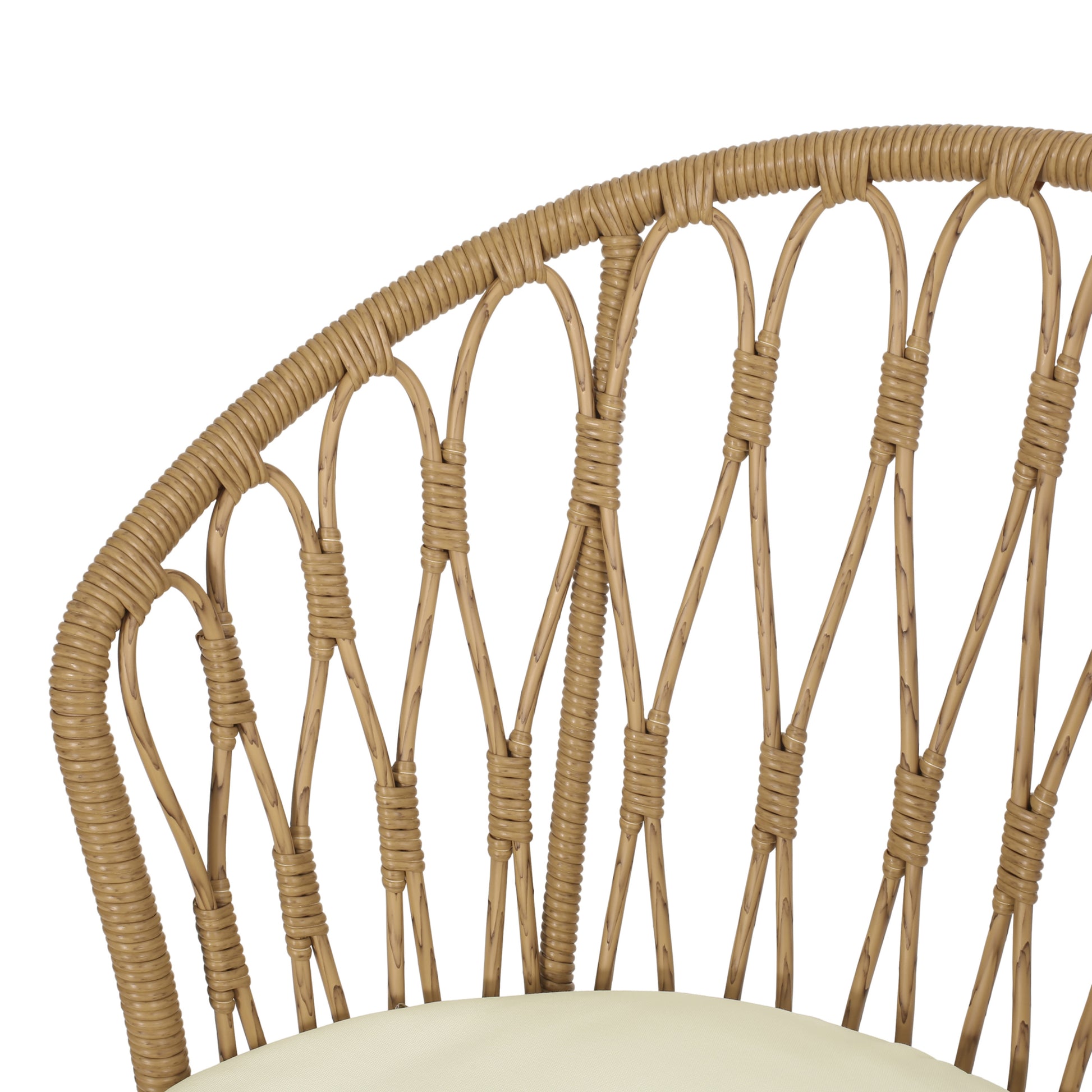 Tavon Chair,2Pcs With 2 Cushions Light Brown Foam Pe Rattan Iron