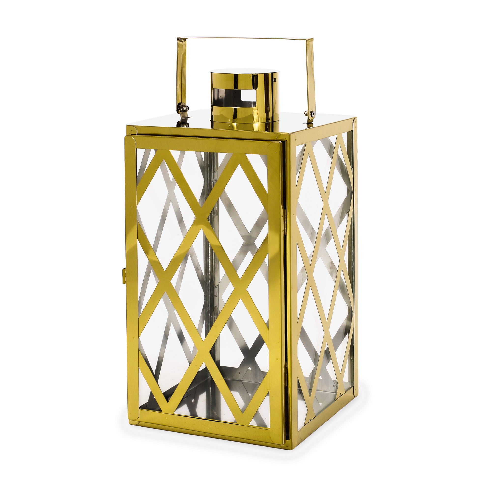 Anton 14"H Stainless Steel Lantern Gold Stainless Steel