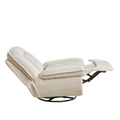 Video 360 Degree Corduroy Swivel Upholstered Manual Recliner Chair,Theater Recliner Sofa,Nursery Glider Rocker For Living Room Beige Corduroy