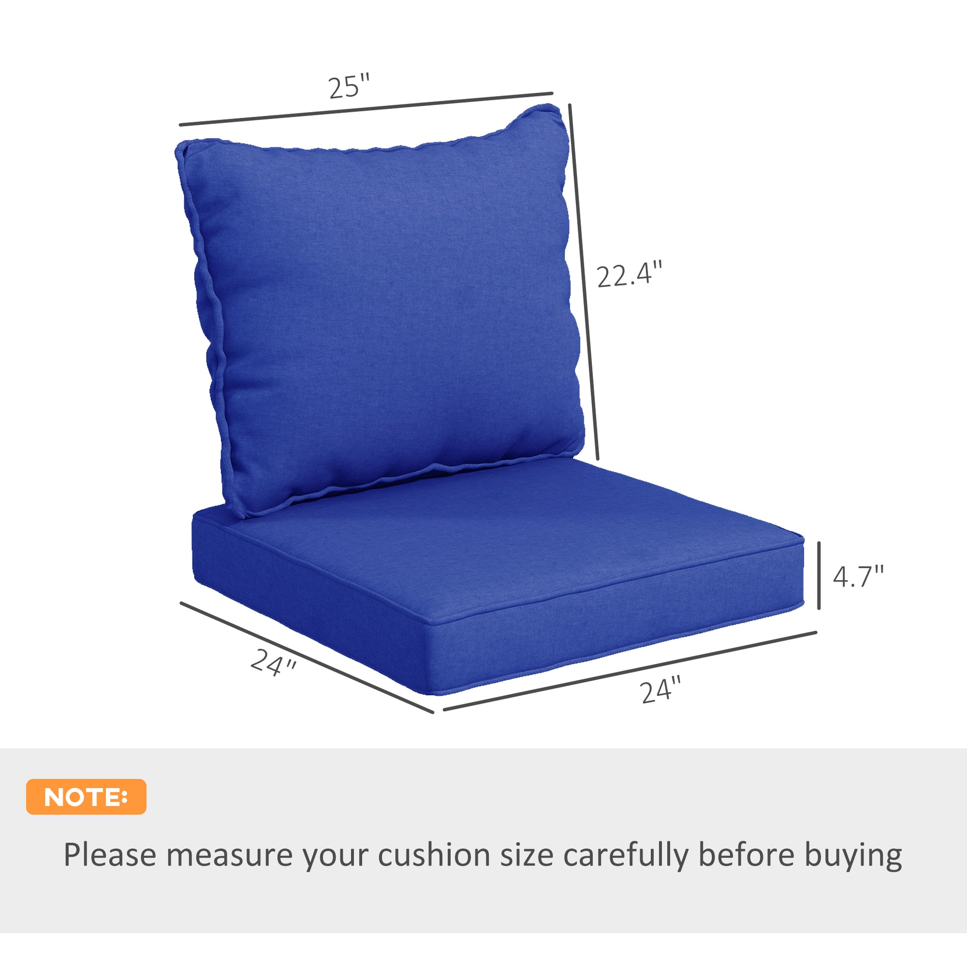 Outsunny 4 Piece Patio Chair Cushion And Back Pillow Set, Seat Replacement Patio, Cushions Set For Outdoor Garden Furniture, Navy Blue Blue Fabric