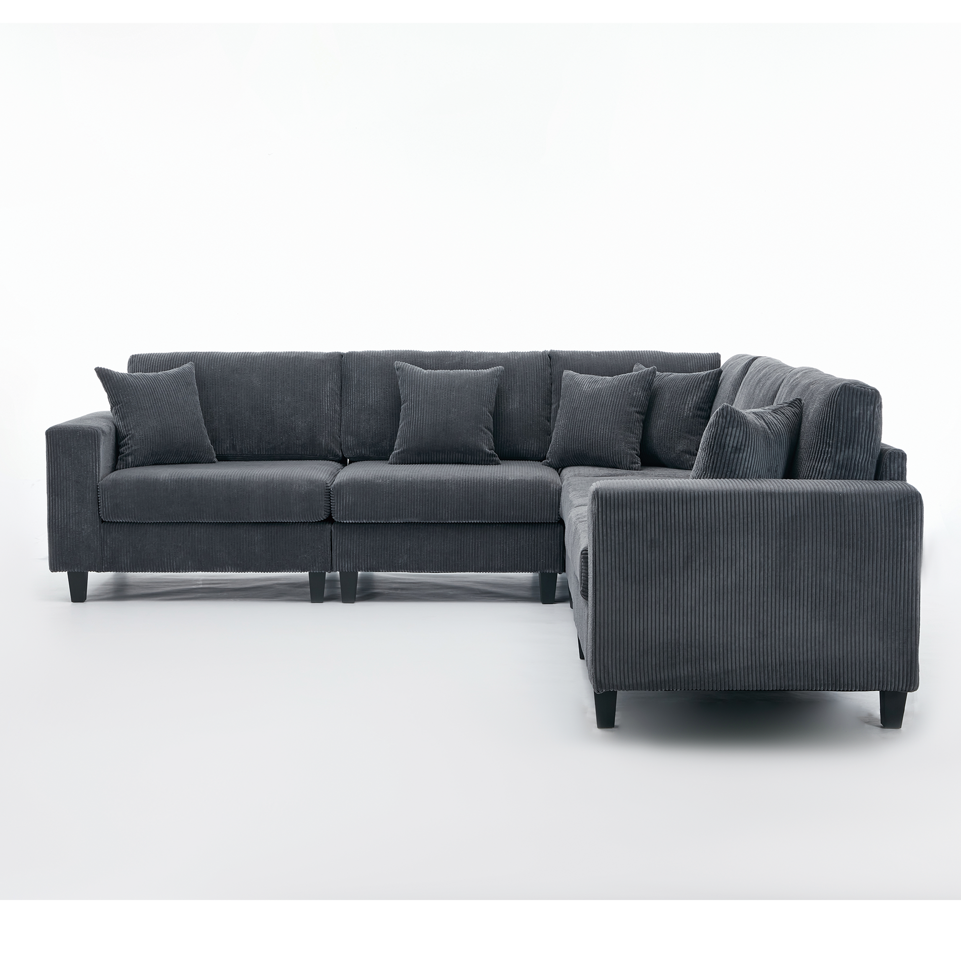 Packaging Upgrade Oversized Modular Sectional Sofa Set, L Shaped Couch,Corduroy ,Upholstered,Deep Seat,5 Seat,5 Throw Pillow And 6 Back Cushion,Living Room, Apartmentgray Gray Polyester Wood Primary